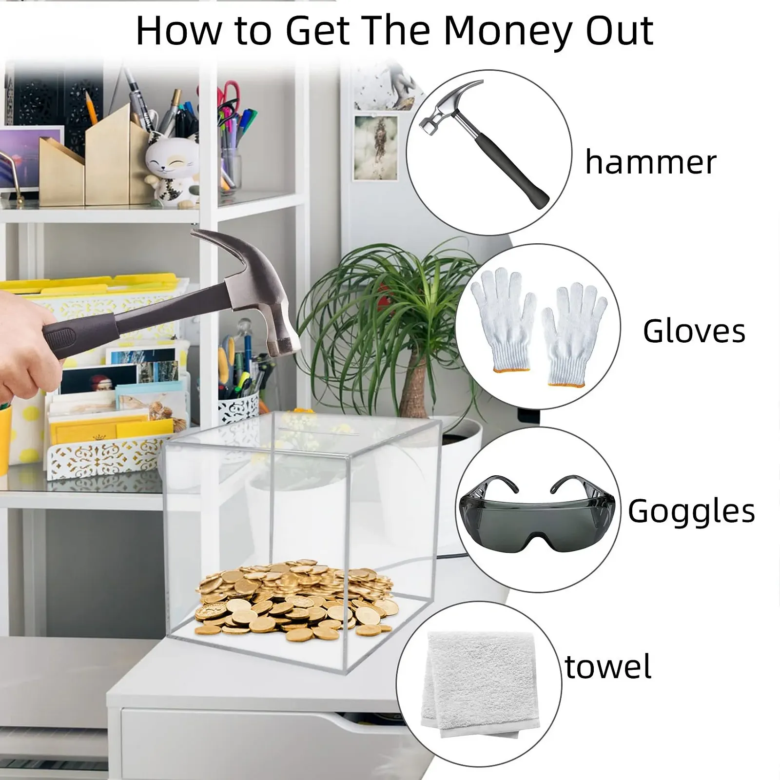 Скарбничка акрилова Невідкривна Прозора, фото №7