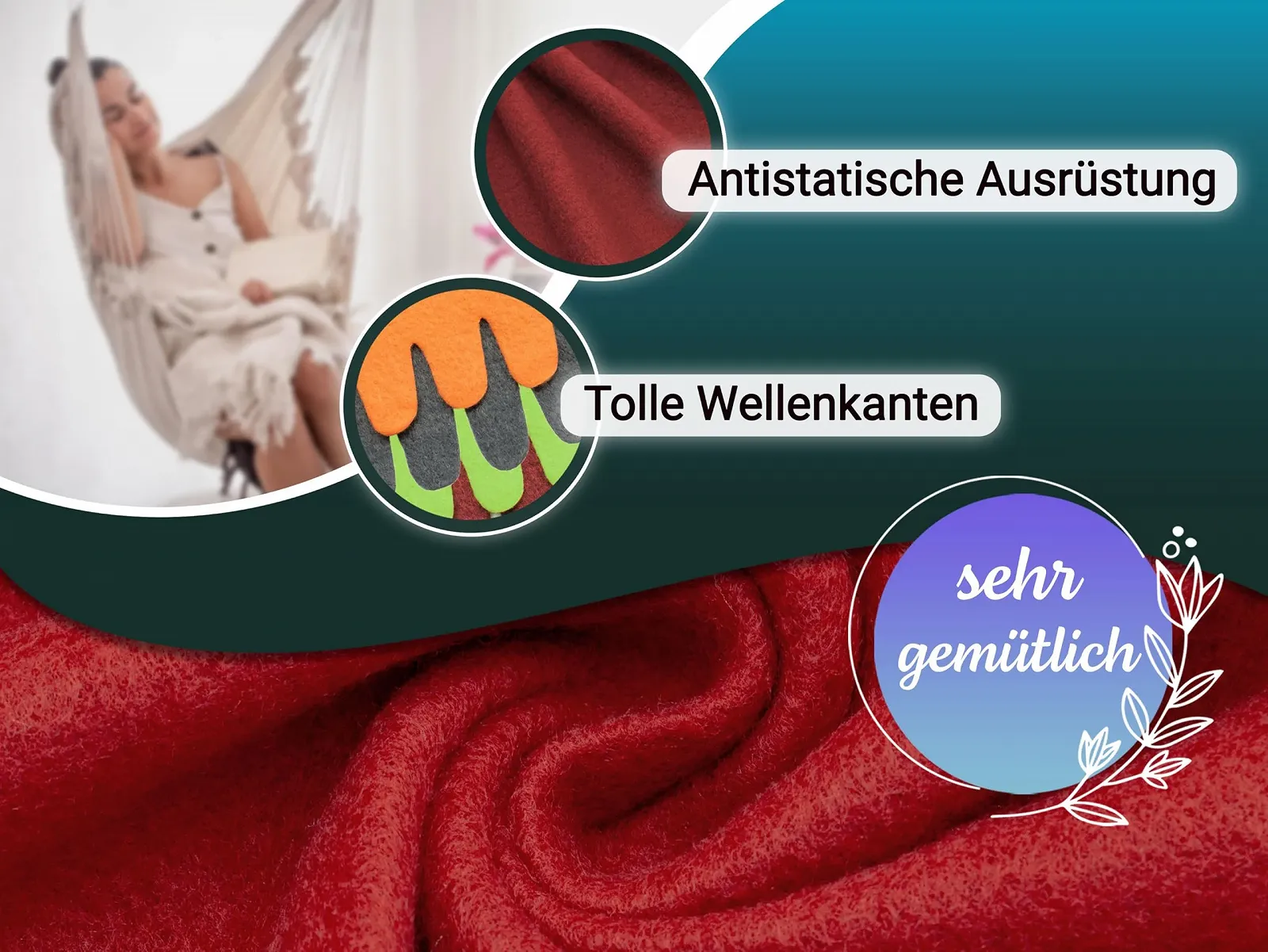 Одеяло ZOLLNER Мягкое 130 x 170 см Флисовое Красное, фото №4