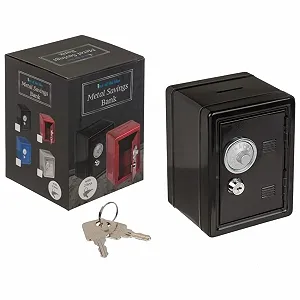 Скарбничка-сейф чорна з кодовим замком та ключем - Фото 1