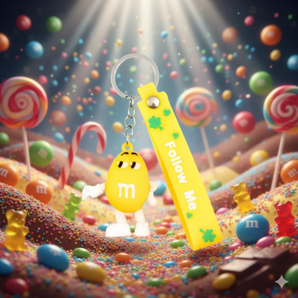 Брелок M&M's, желтый, для ключей, рюкзака, сумки, 5,6 см, фото №4