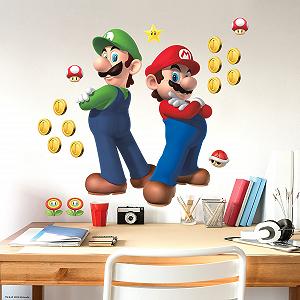 Наклейки на стену RoomMates Super Mario Bros. and Luigi большие многоразовые - Фото 1