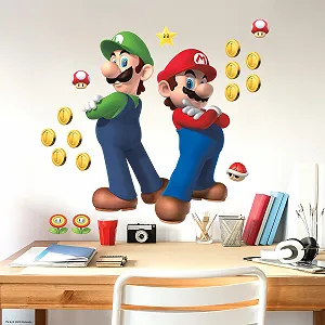 Наклейки на стіну RoomMates Super Mario Bros. and Luigi великі багаторазові - Фото 1