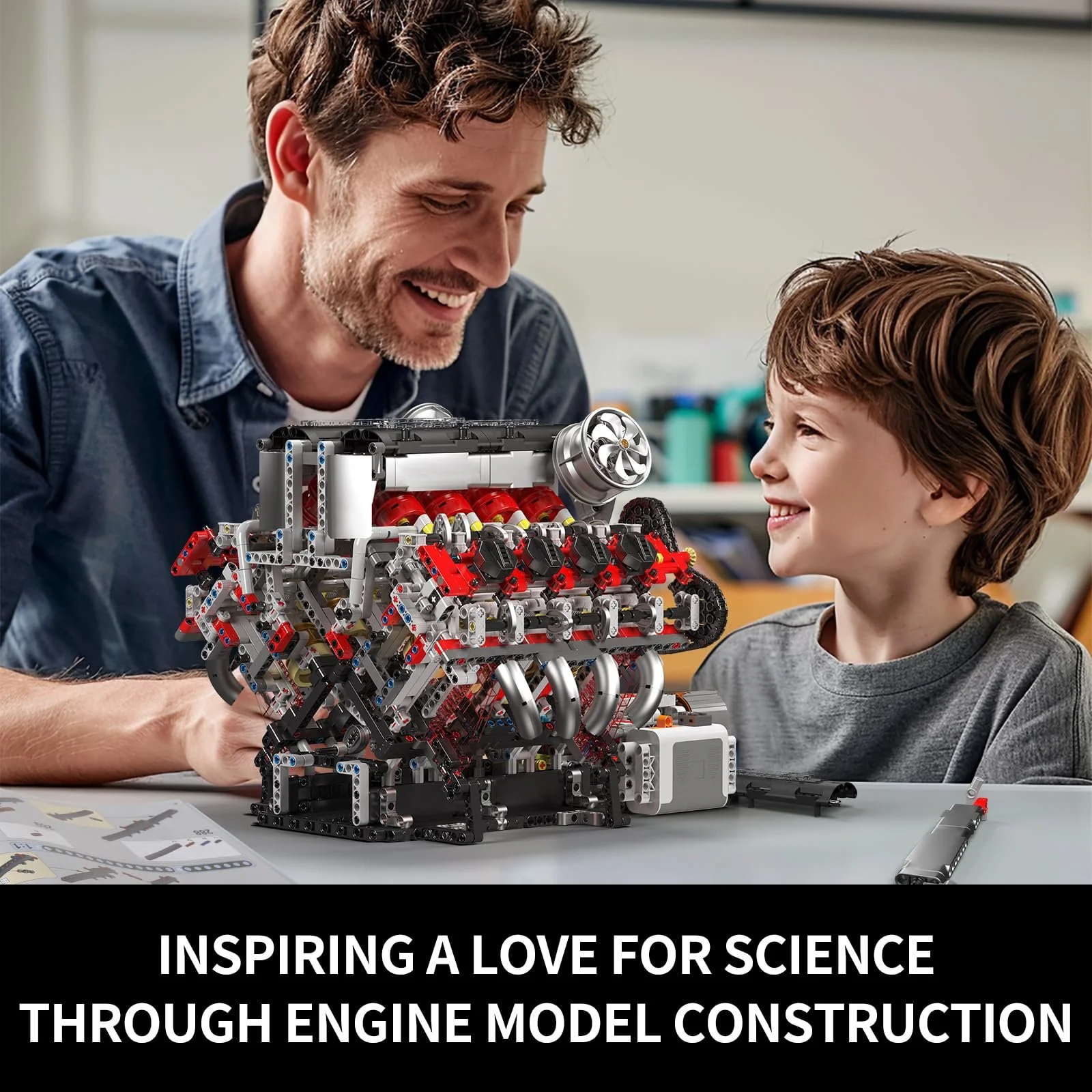 Конструктор Mould King Technik Super Sports Car V8 Engine, 2718 деталей, технология двигателя, восьмицилиндровый двигатель, коллекционные игрушки для мальчиков и девочек, фото №7