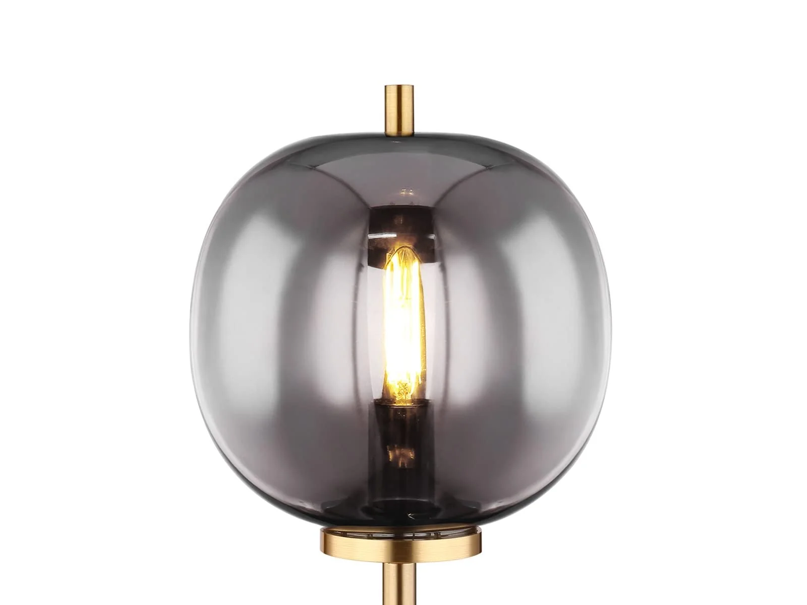 Светодиодная настольная лампа с плафоном из дымчатого стекла диаметром 18.5 см металлическая латунь, фото №6