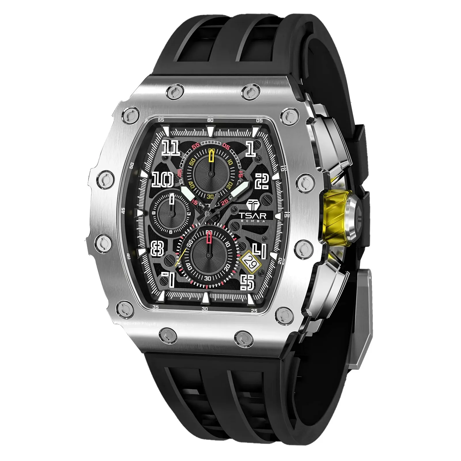 Мужские часы TSAR BOMBA Кварцевые Хронограф Водонепроницаемые Мужские часы для Мужчин Элегантность Нержавеющая Сталь/Углеродное волокно/Бриллиантовый корпус/Смола Бизнес/Спорт/На улице/В помещении, фото №1 Мужские часы TSAR BOMBA Кварцевые Хронограф Водонепроницаемые Мужские часы для Мужчин Элегантность Нержавеющая Сталь/Углеродное волокно/Бриллиантовый корпус/Смола Бизнес/Спорт/На улице/В помещении, фото №1