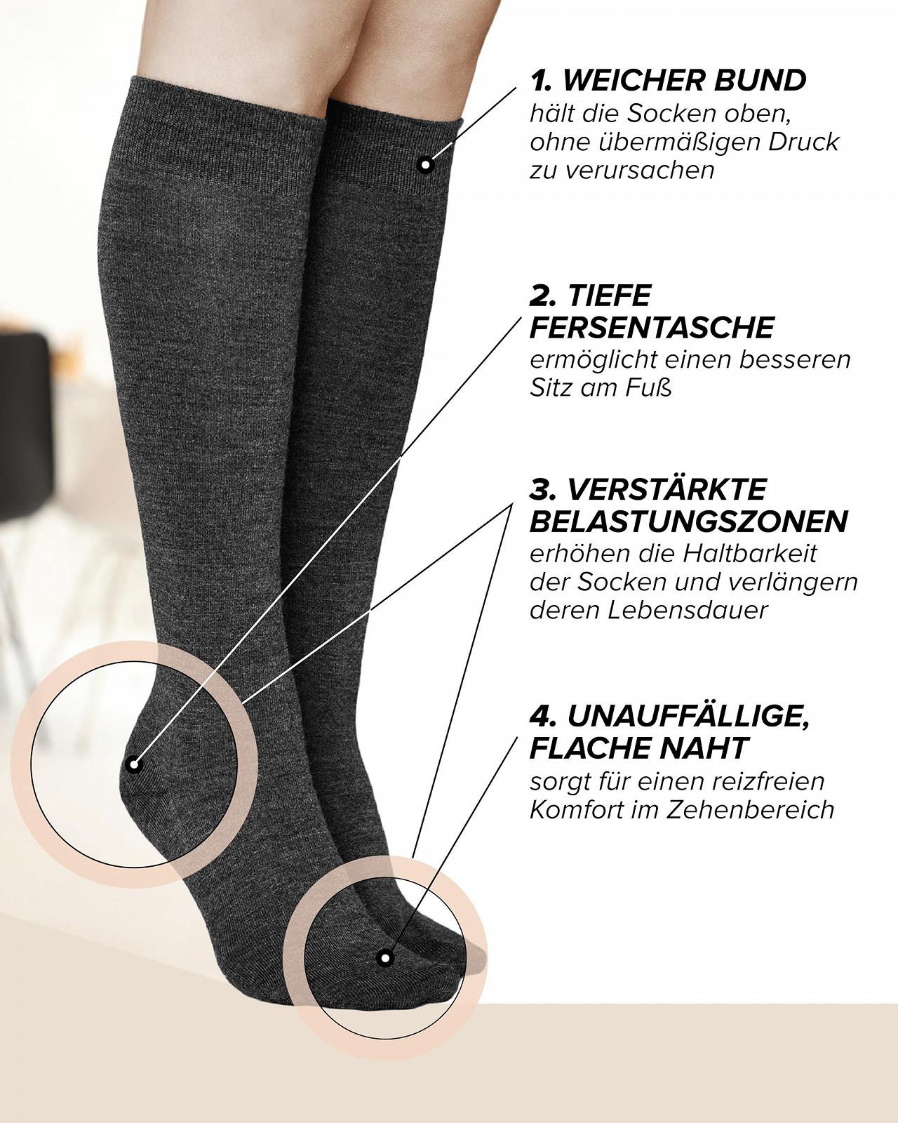 Женские носки vitsocks из 80% шерсти мериноса зимние теплые до колена, 35-38, 39-42, фото №6