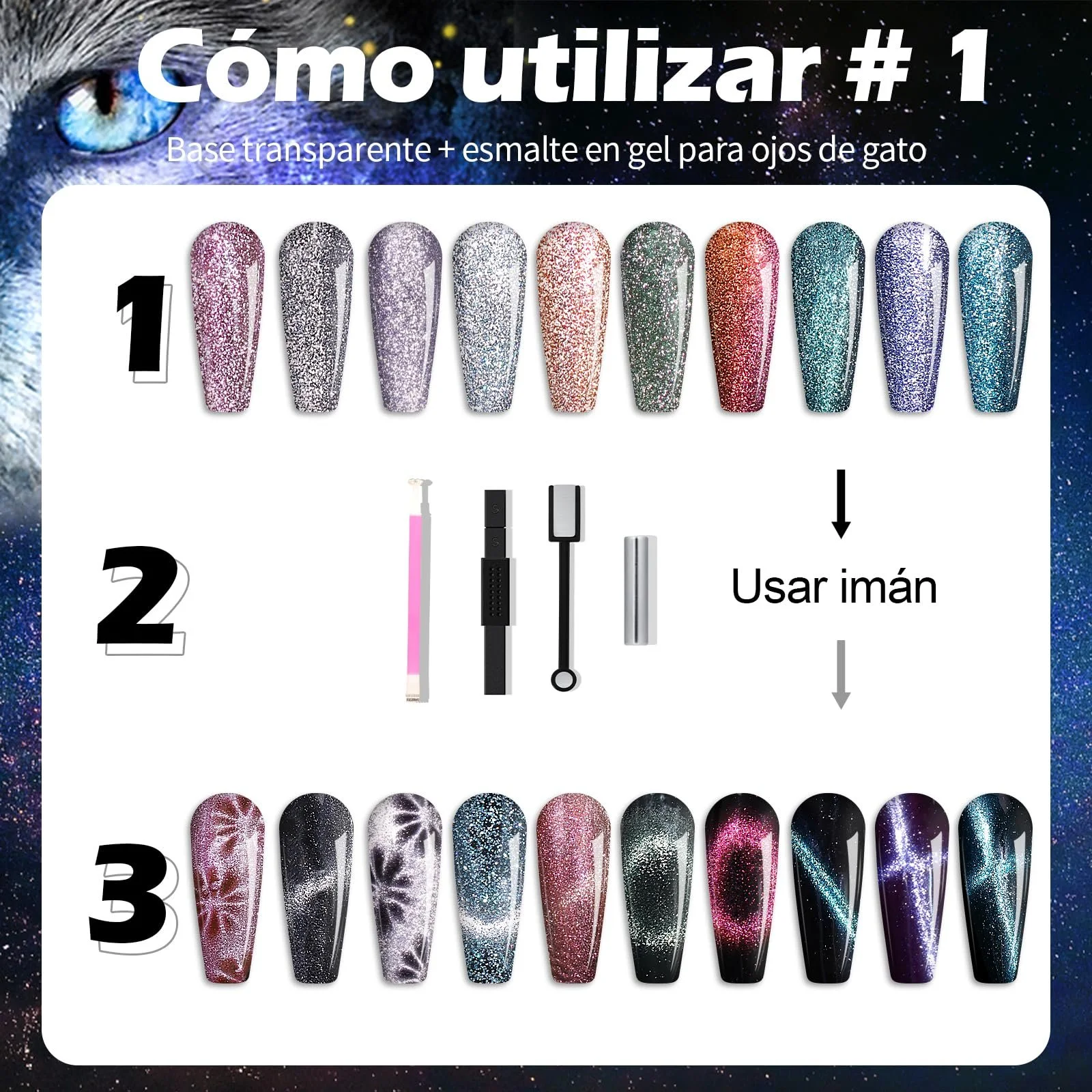 Гель-лак для нігтів Cat Eye Clara Colors Набір 20 кольорів, фото №6