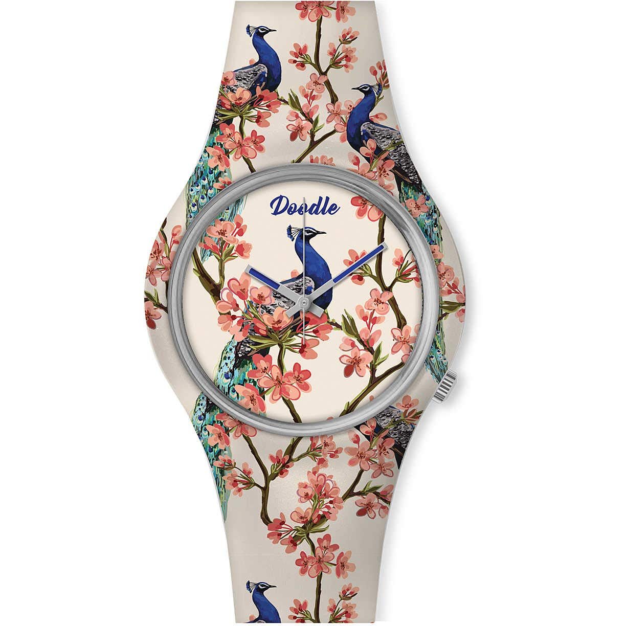 Часы Doodle Женские часы Nature Mood Tattoo Часы Peacock Cherry Blossom DO35005, Ремешок., фото №1