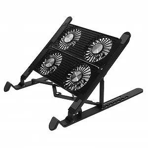 Подставка для ноутбука регулируемая UKCOCO с вентиляторами Прочный пластик Нескользящие ножки Эффективное охлаждение Питание от USB Как аксессуар для ноутбука для использования на столе - Фото 1