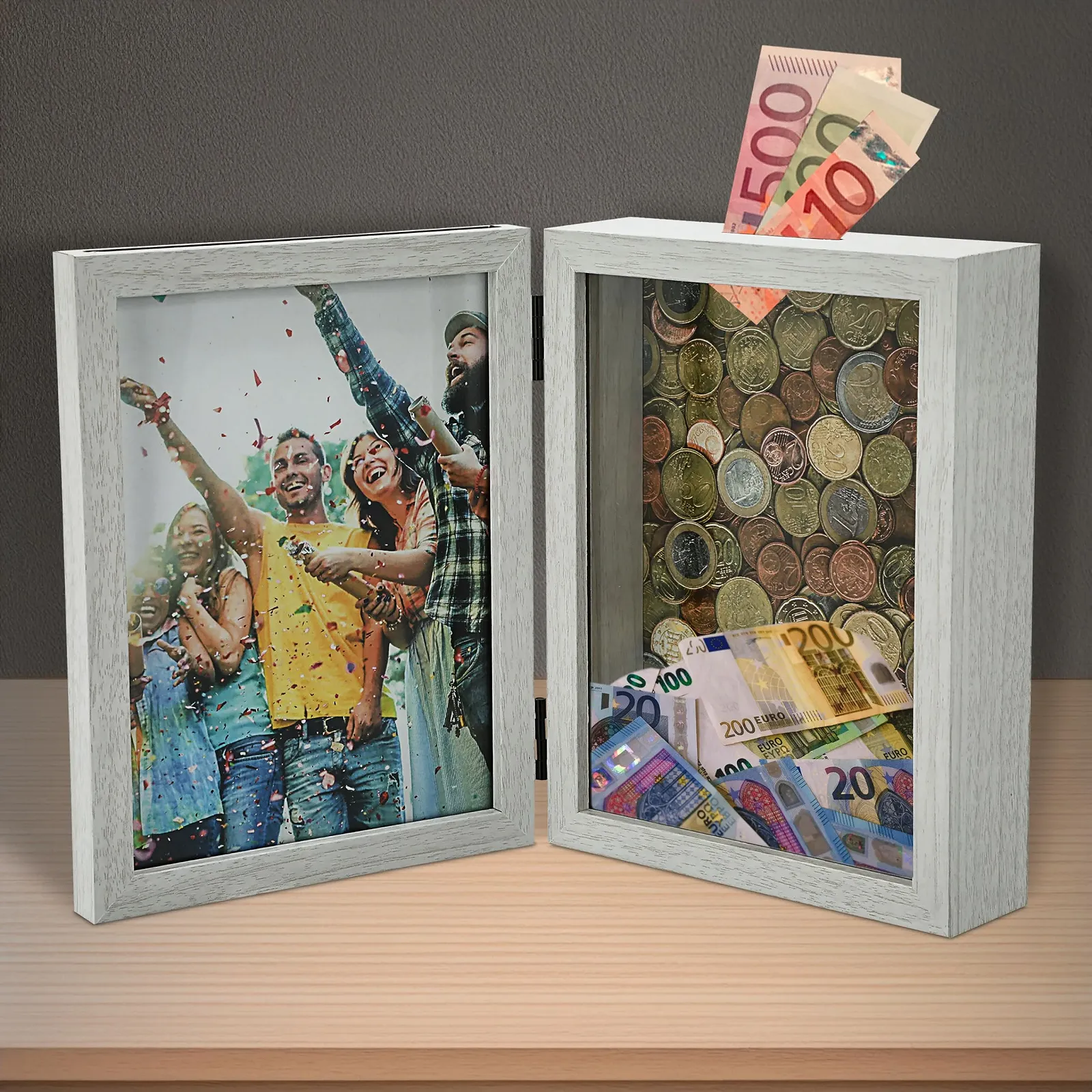 Копилка-рамка для фото 2 в 1 White MDF 19 x 14.5 x 5.5 см, фото №3 Копилка-рамка для фото 2 в 1 White MDF 19 x 14.5 x 5.5 см, фото №3