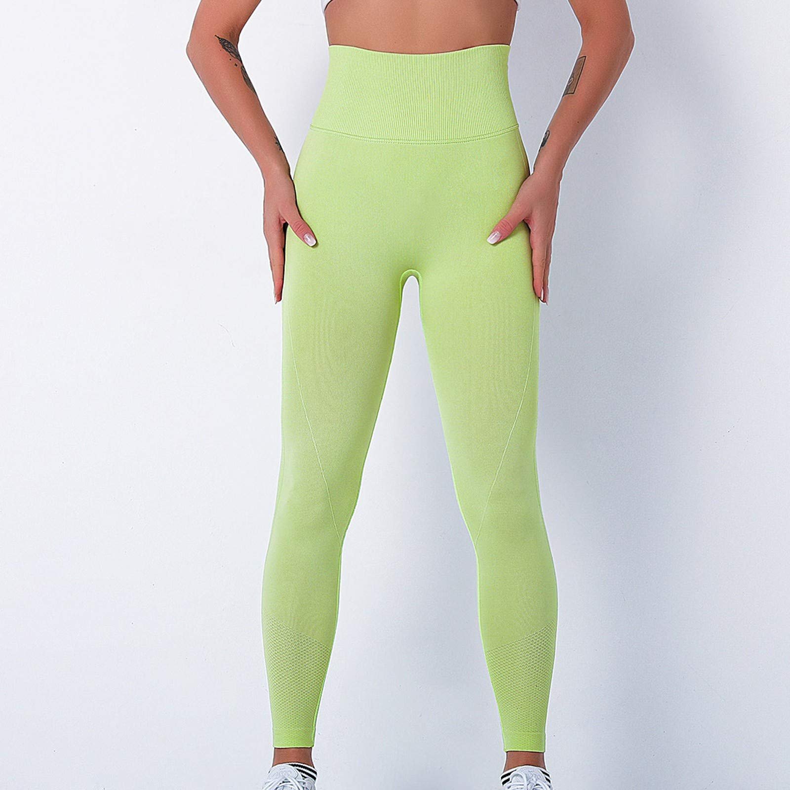 Легінси rtdgcv Neon Yellow Для йоги, тренувань, жіночі штани, безшовні, ефект профілю, легінси Для стегон з підкладкою, фото №4