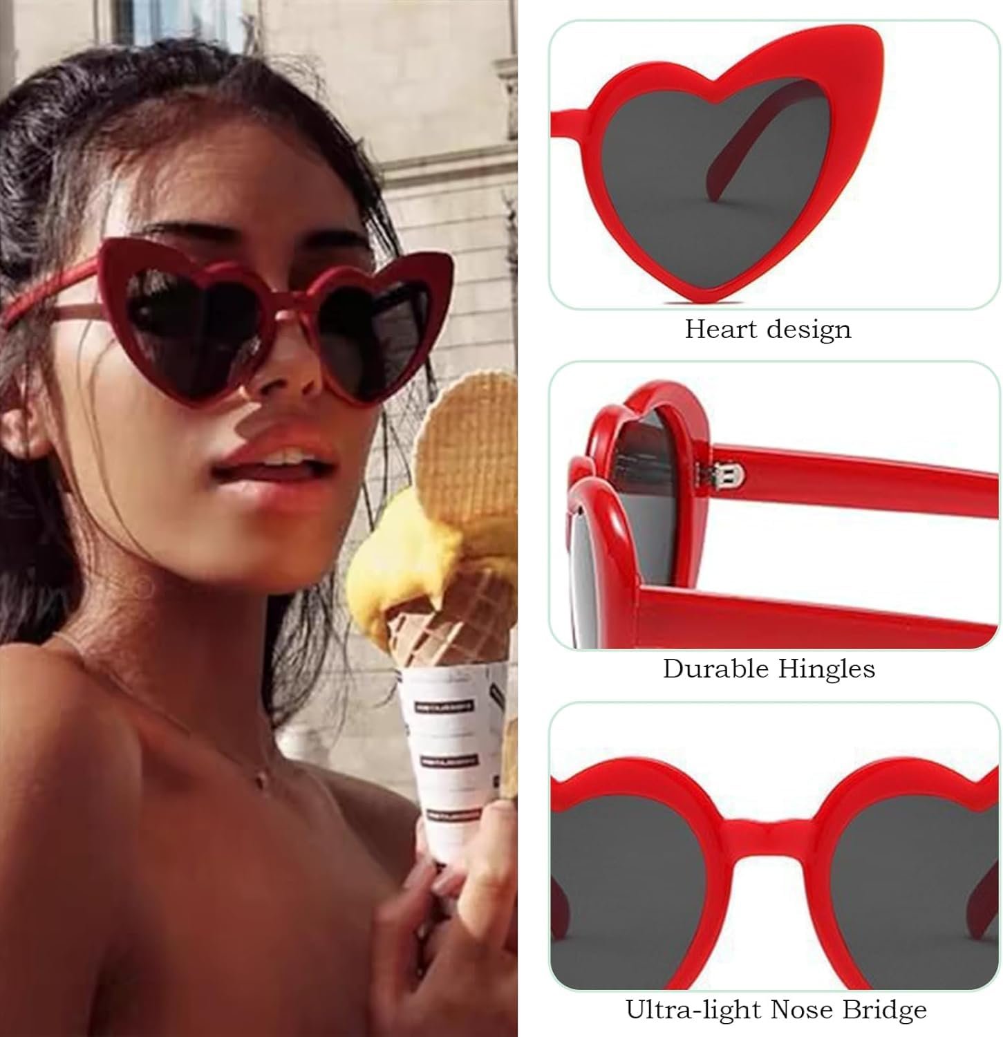 Сонцезахисні окуляри Серце YUGUOLAN Червоний, фото №6 Сонцезахисні окуляри Серце YUGUOLAN Червоний, фото №6