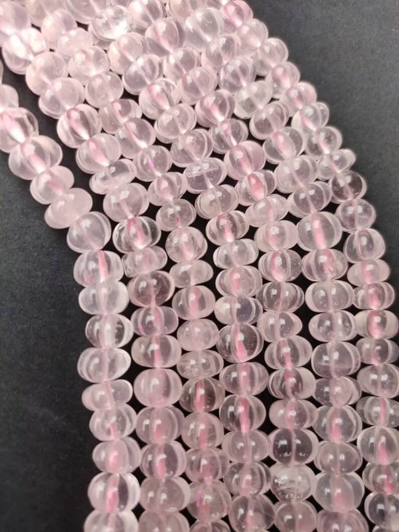Бусины из розового кварца, гладкие, арбуз, 7-8 мм, нить 20 см, фото №3