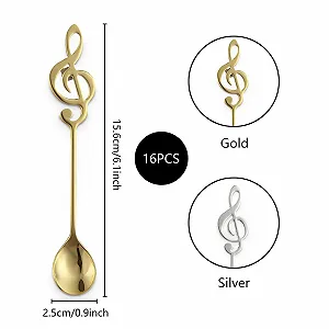Ложка кофейная MIVIDE Музыкальная нота Серебристый и золотой, 16 шт - Фото 1