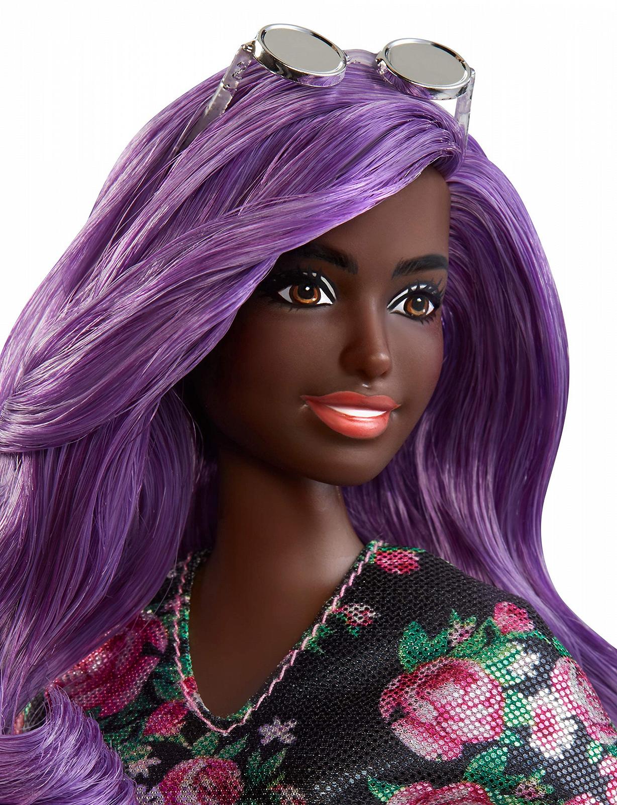 Кукла Mattel Barbie Fashionistas FXL58 в цветочном наряде с фиолетовыми волосами, разноцветная, фото №2