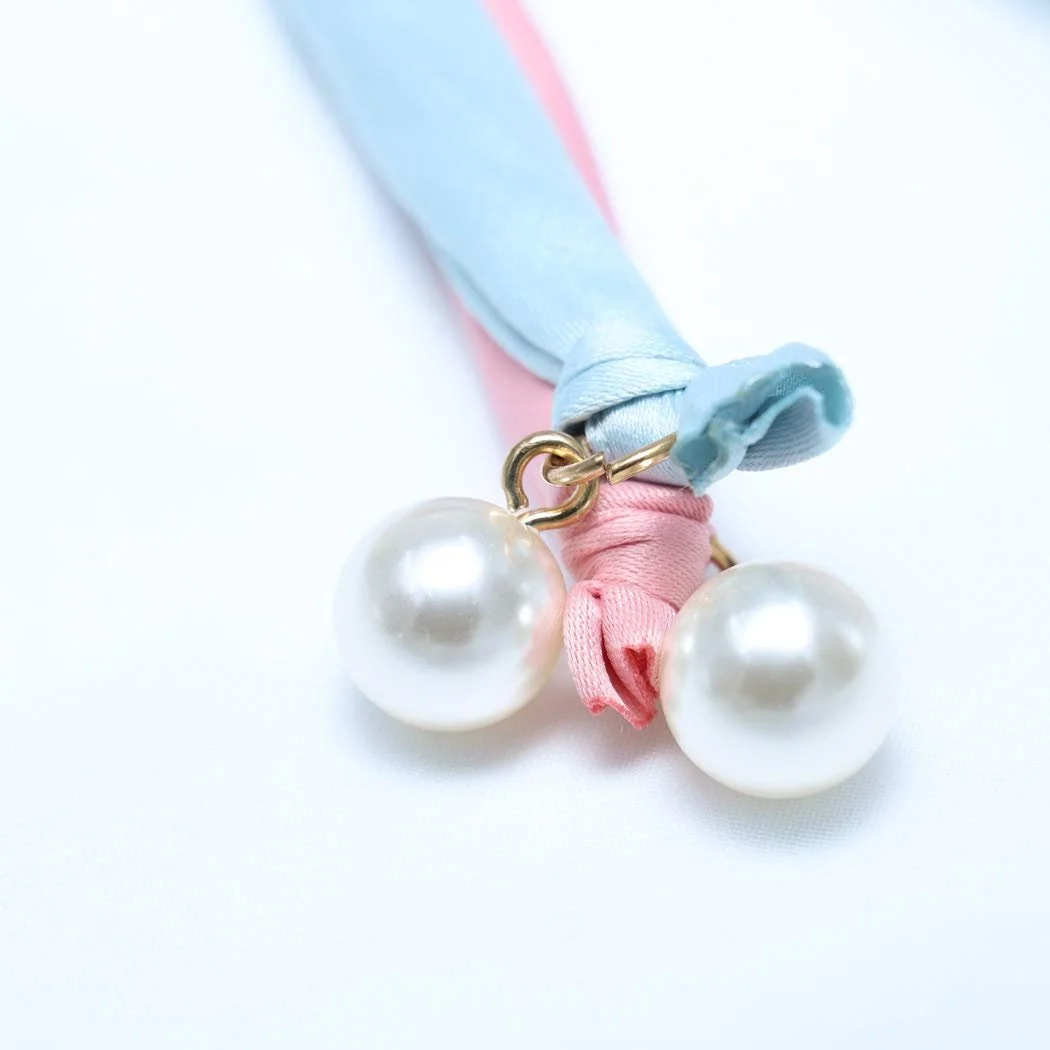 Пов'язка в стилі бохо з намистинами та залізним дротом Синьо-рожевий, фото №5