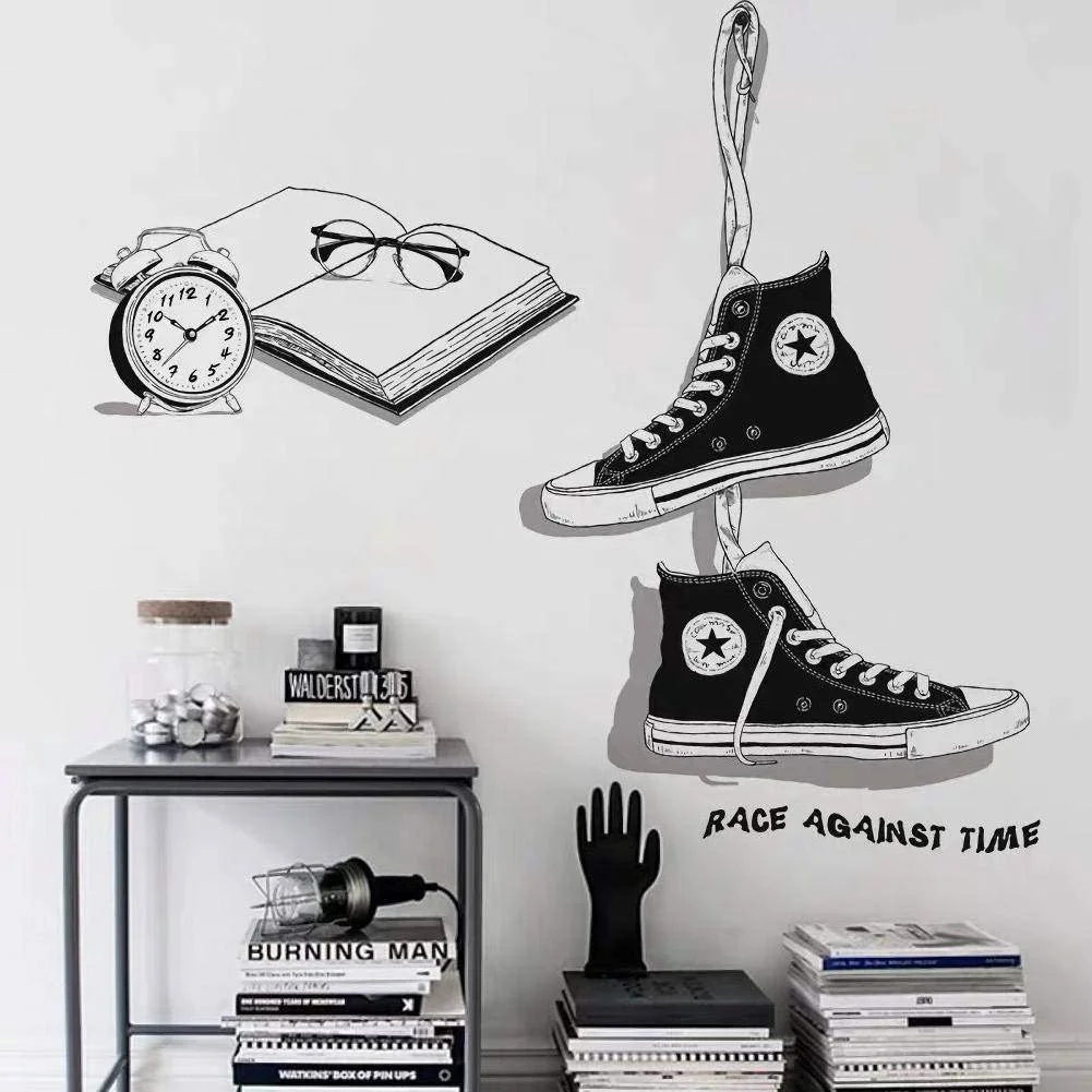 Наклейка на стіну WandSticker4U CHUCKS чорна велика 90 x 131 см для кімнати підлітка кеди самоклеюча, фото №6 Наклейка на стіну WandSticker4U CHUCKS чорна велика 90 x 131 см для кімнати підлітка кеди самоклеюча, фото №6