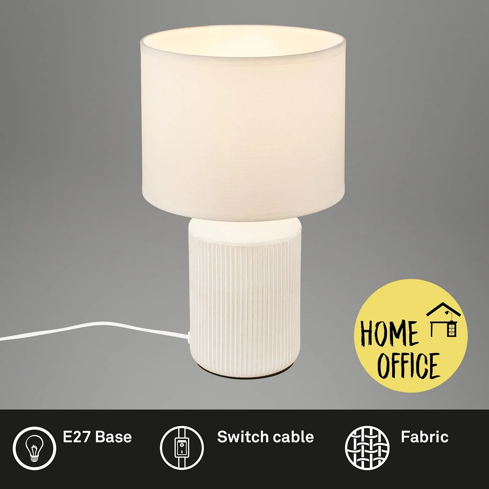 Настольная лампа BRILONER с тканевым абажуром керамическое основание 22 x 37,5 см белая, фото №2