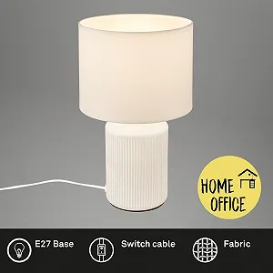 Настольная лампа BRILONER с тканевым абажуром керамическое основание 22 x 37,5 см белая synthetic.ua - Фото 1
