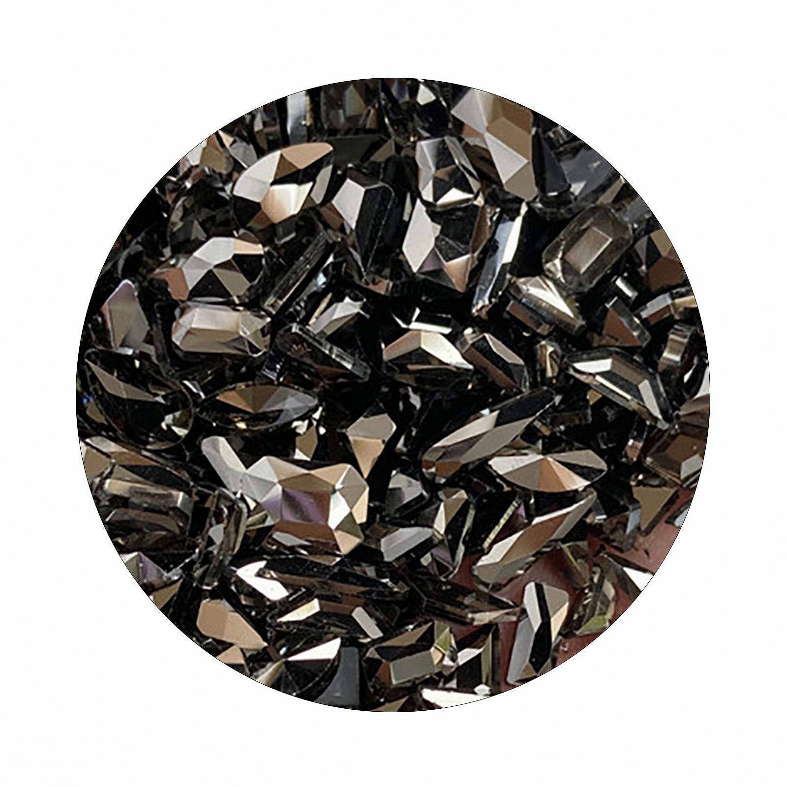 Стразы для ногтей Brussel, 50 шт., 3D геометрические, плоские стеклянные бусины, серый цвет, фото №1