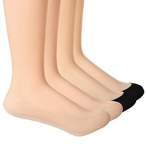 Носки Yolev Ankle Ballerina Elastic для женщин Противоскользящие Cool 4 пары в упаковке (Телесный/Черный), Телесный + черный - Фото 1