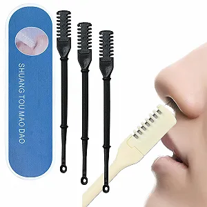 Триммер для носовых волос Double-Sided Nose Hair Knife Manual Rotating 2-in-1 Nose Hair Cleaner Black Упаковка из 3 штук - Фото 1