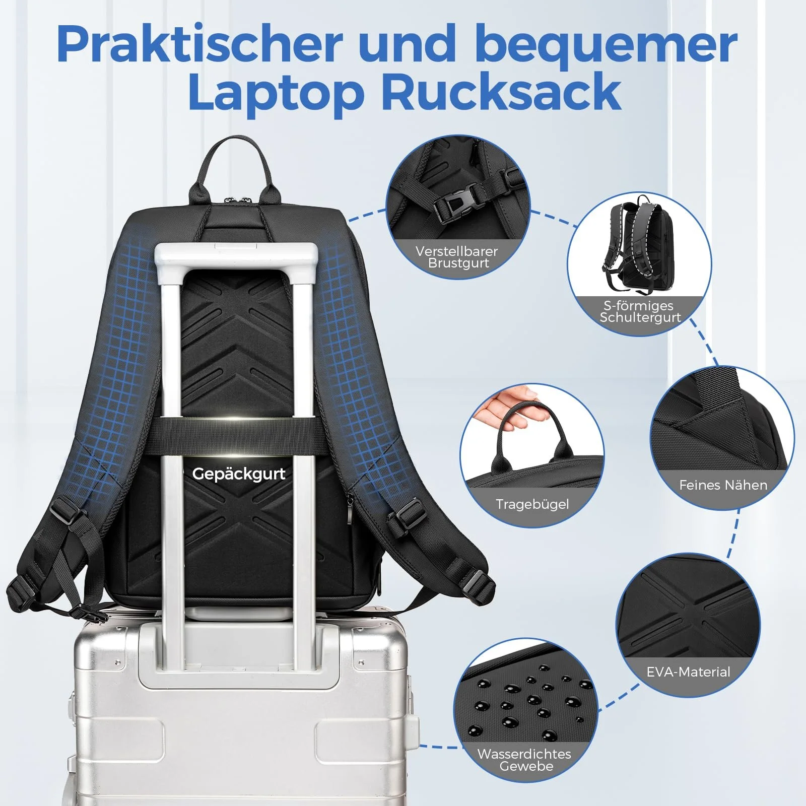 Рюкзак для ноутбука Fenree.geer 15.6 Inch розширюваний водонепроникний та антикрадій Чорний, фото №4 Рюкзак для ноутбука Fenree.geer 15.6 Inch розширюваний водонепроникний та антикрадій Чорний, фото №4