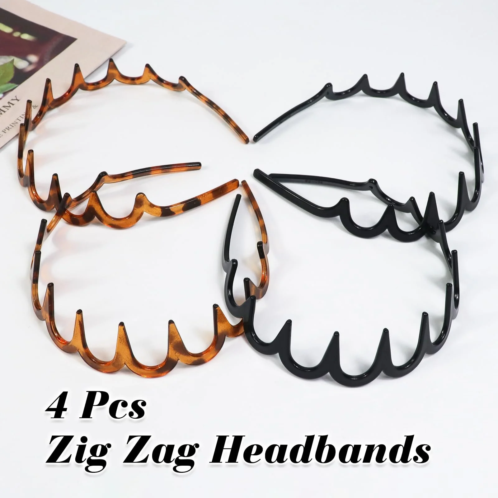 Набір з 4 х хвилястих пластикових обручів для волосся, фото №5