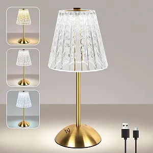 Настільна лампа LED бездротова сенсорна 2000 мАг 3 кольори димована Gold - Фото 1