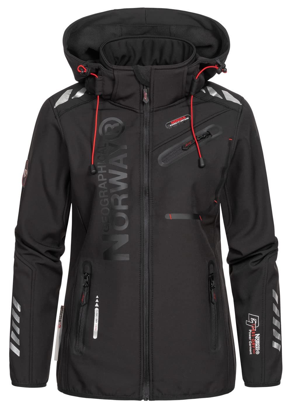 Софтшелл куртка с капюшоном Geographical Norway Женская Ветрозащитная для активного отдыха Осенняя Весенняя, фото №2