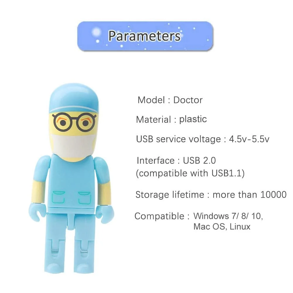 USB-накопичувач Cartoon Doctor Model 32GB USB 2.0 Блакитний, фото №6 USB-накопичувач Cartoon Doctor Model 32GB USB 2.0 Блакитний, фото №6