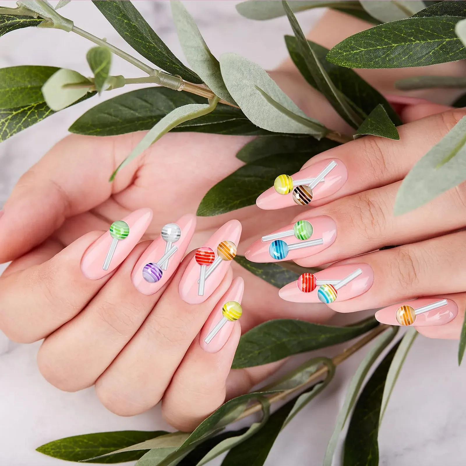 Подвески для ногтей Леденец PAGOW 6 мм Разноцветные, 200 шт, фото №4