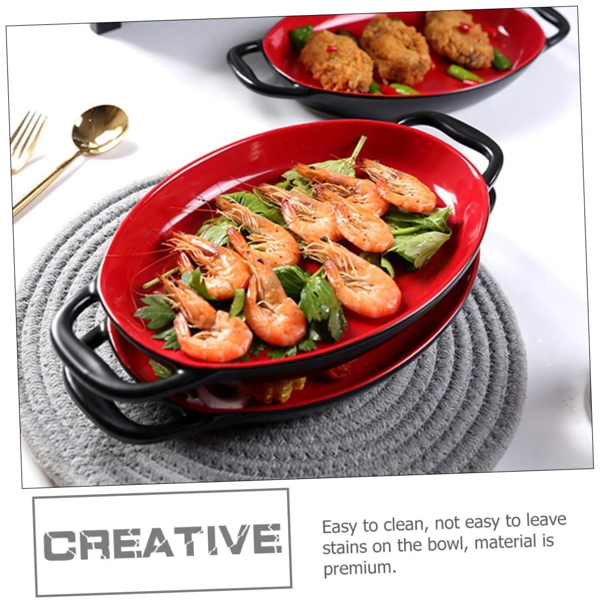 Форма для запекания керамическая прямоугольная с боковыми ручками термостойкая универсальная, фото №3