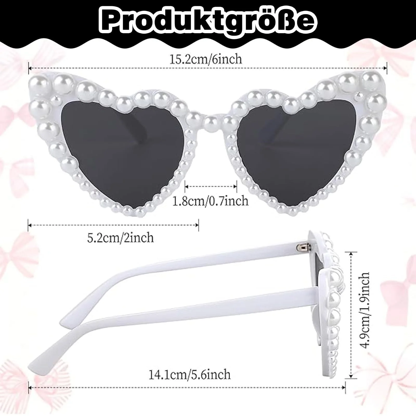 Солнцезащитные очки NICECONE Сердце Форма сердца Белый, фото №2