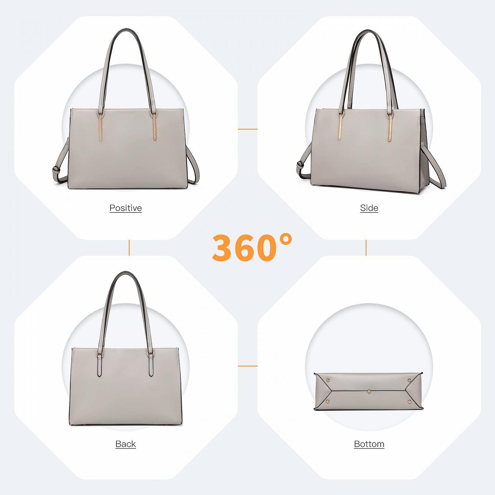 Сумка с ручкой Miss Lulu Ретро 32 x 22 x 10 см, 730 г, серая, фото №6