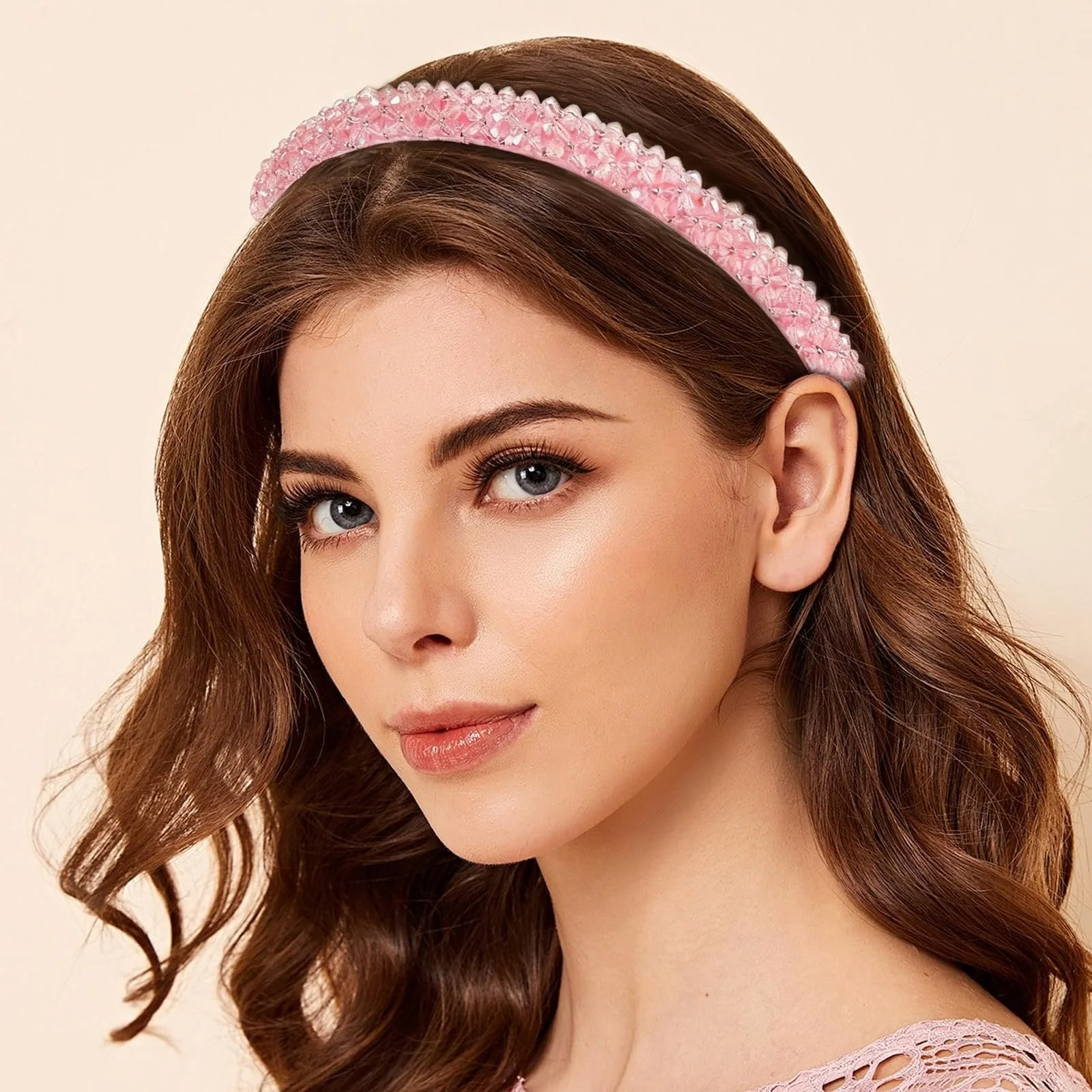 Набор обручей на голову со стразами, 3 шт., фото №6