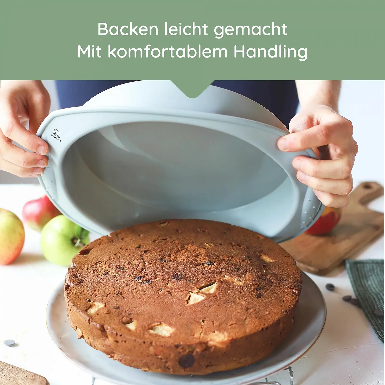 Форма для випікання Backefix силіконова кругла 22 см антипригарна без BPA сіра, фото №7