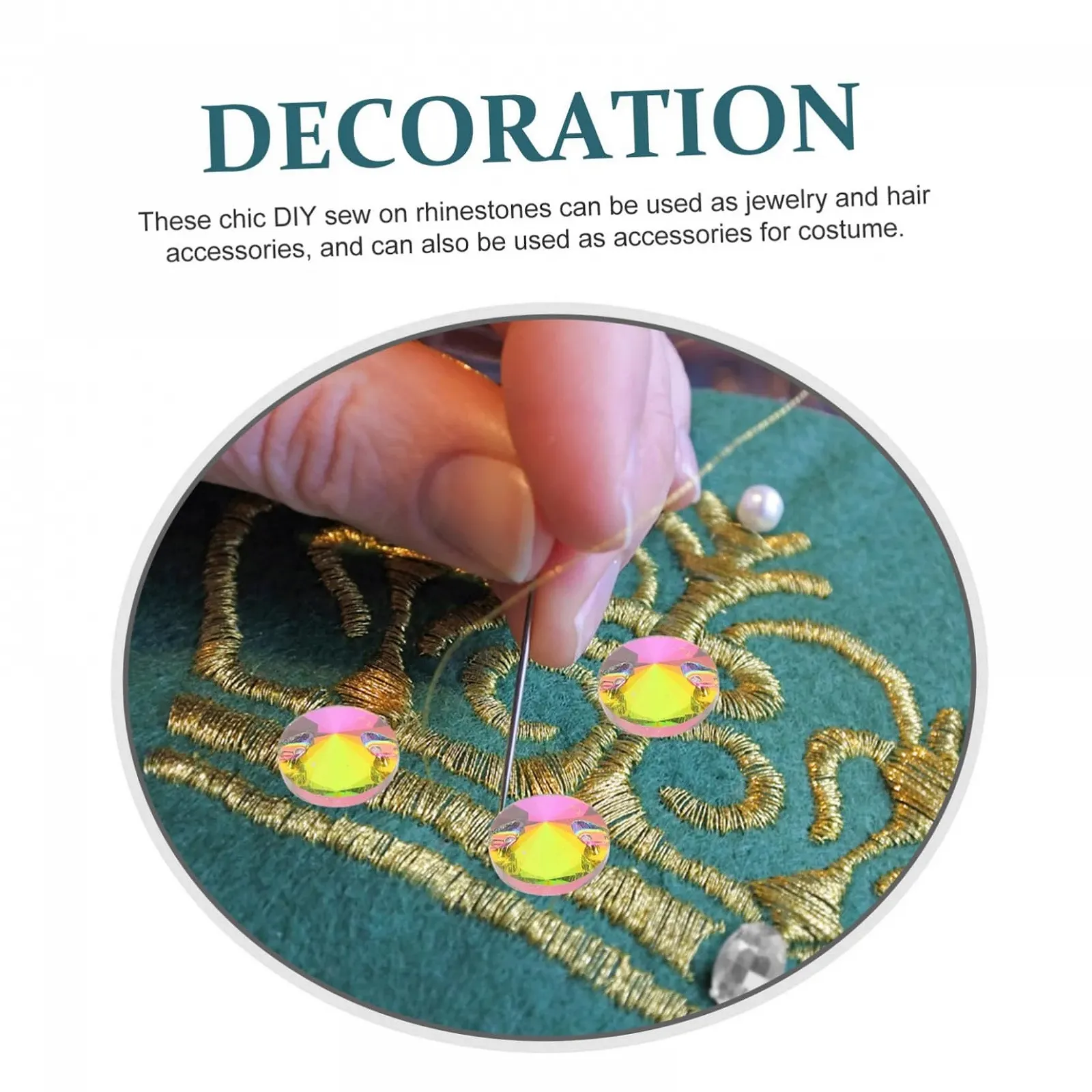 Стразы Lurrose 48 шт. для пришивания, разноцветные стразы для свадебных платьев, одежды, сумок и поделок, плоская задняя часть, блестящие декоративные аксессуары, фото №5