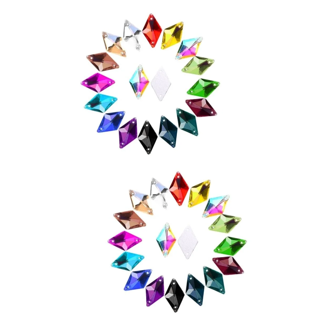 Прикраси для рукоділля Healvian 56 шт., кристали скло, колір AB, фото №1