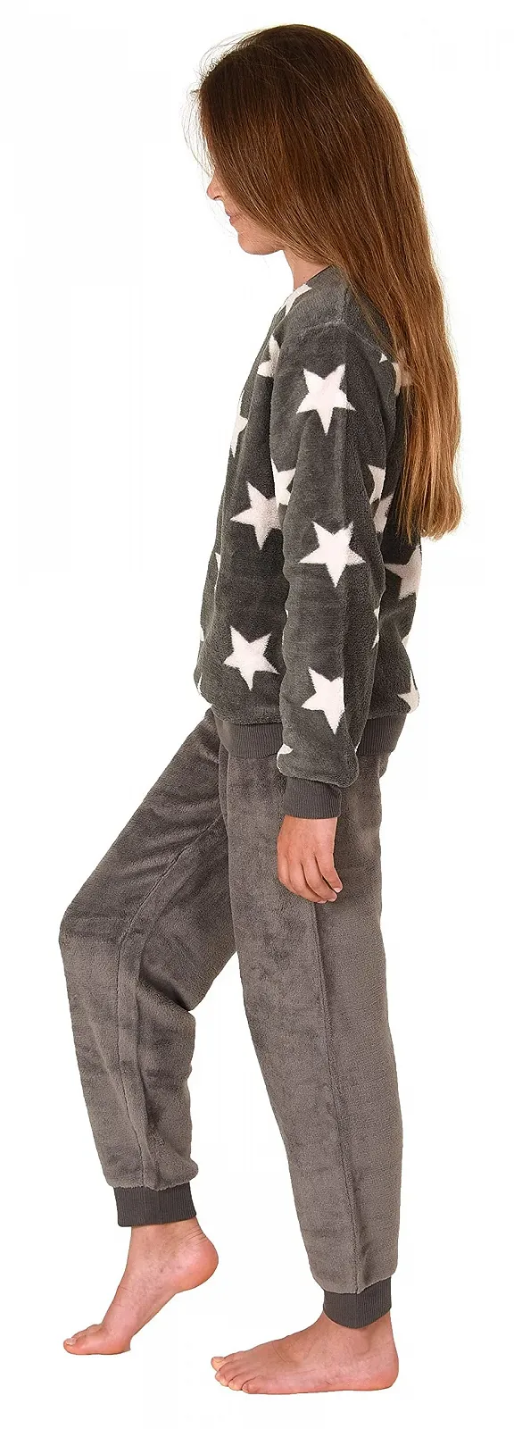 Пижама с длинными рукавами для девочек Normann, с манжетами, звездный вид, из мягкого теплого кораллового флиса, фото №3