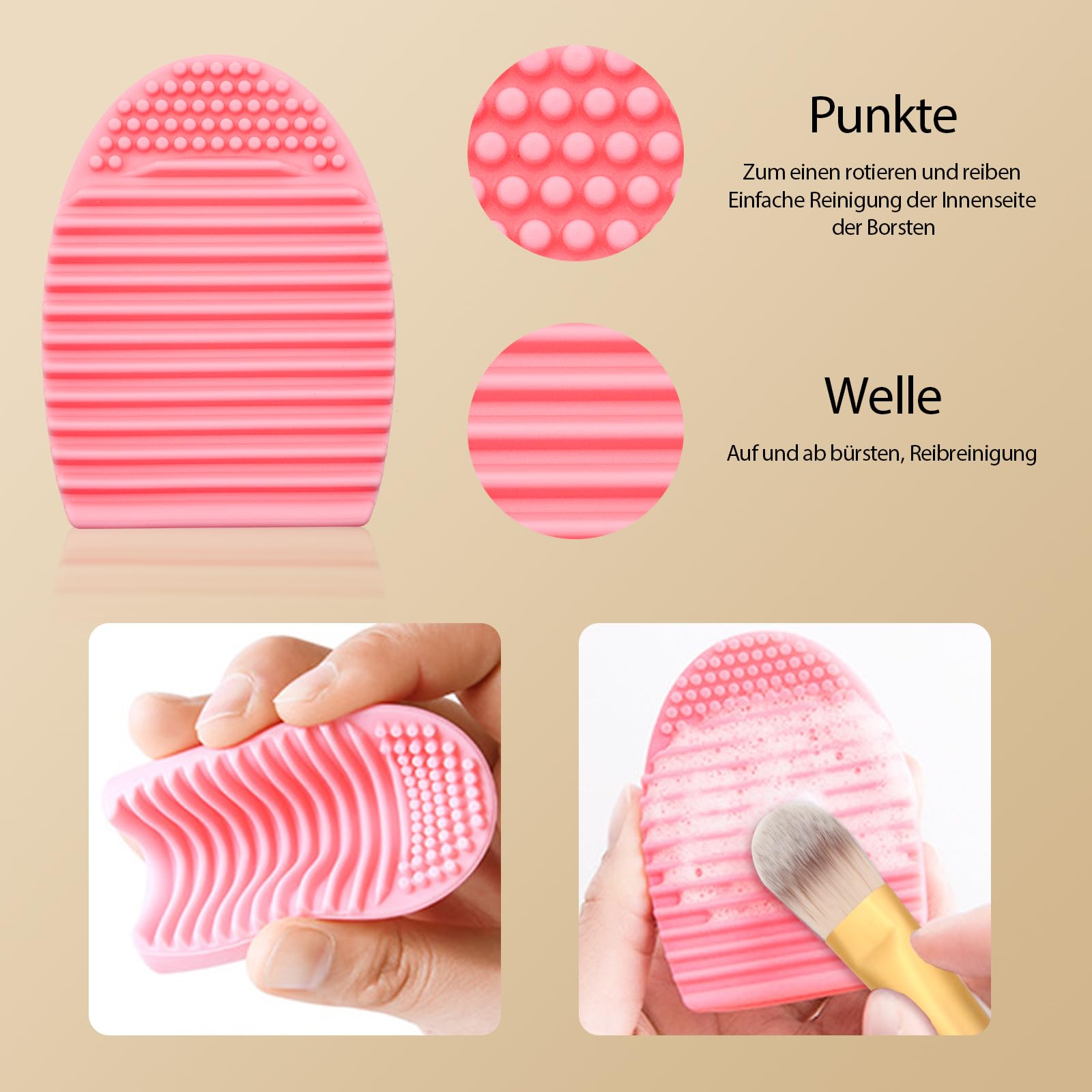 Набір пензликів ZOCONE Professional 12 штук для макіяжу з очищувальним яйцем і спонжем у бежевому чохлі, фото №5