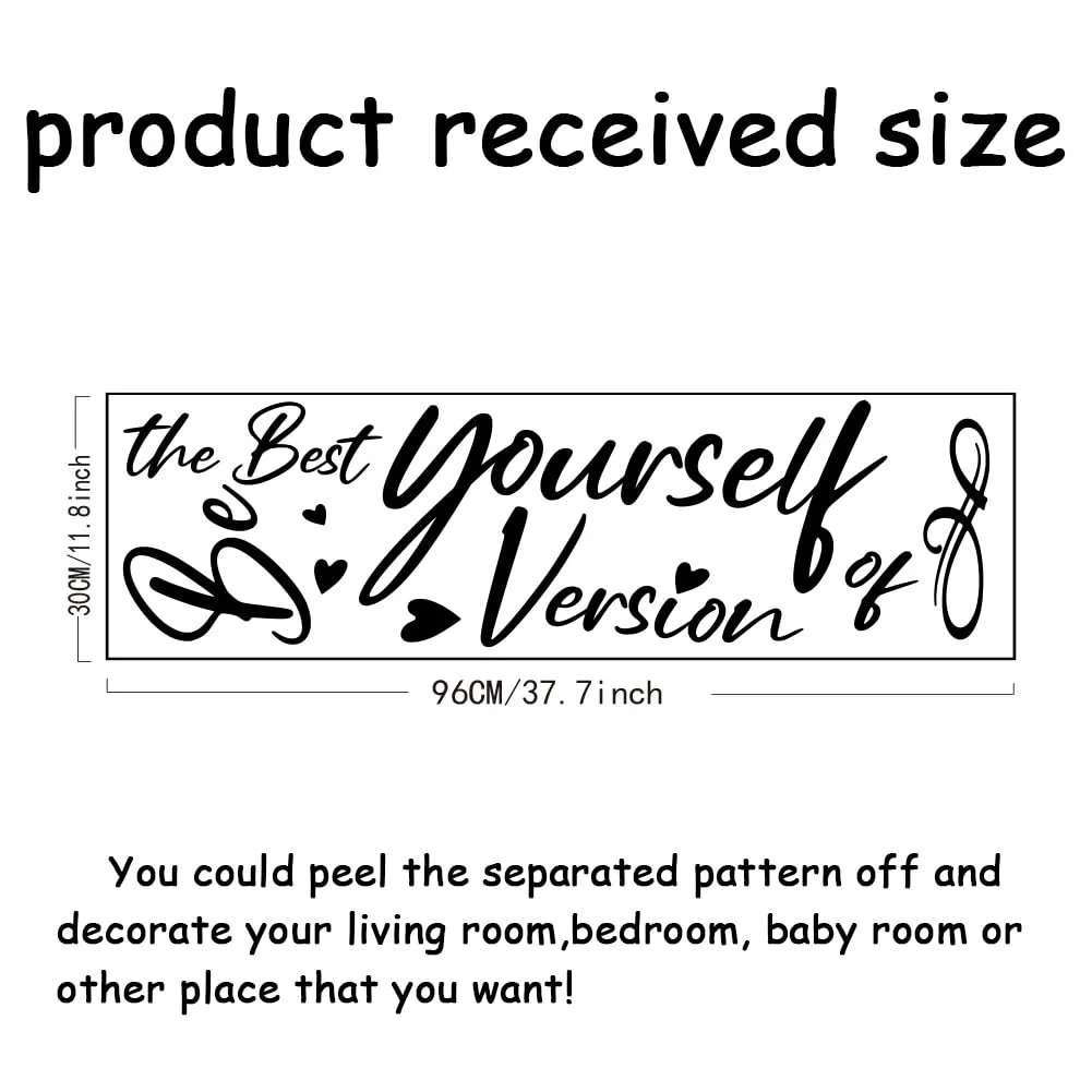 Наклейка на стіну SUPERDANT Be the Best Version of Yourself 96 x 30 см чорна, фото №2