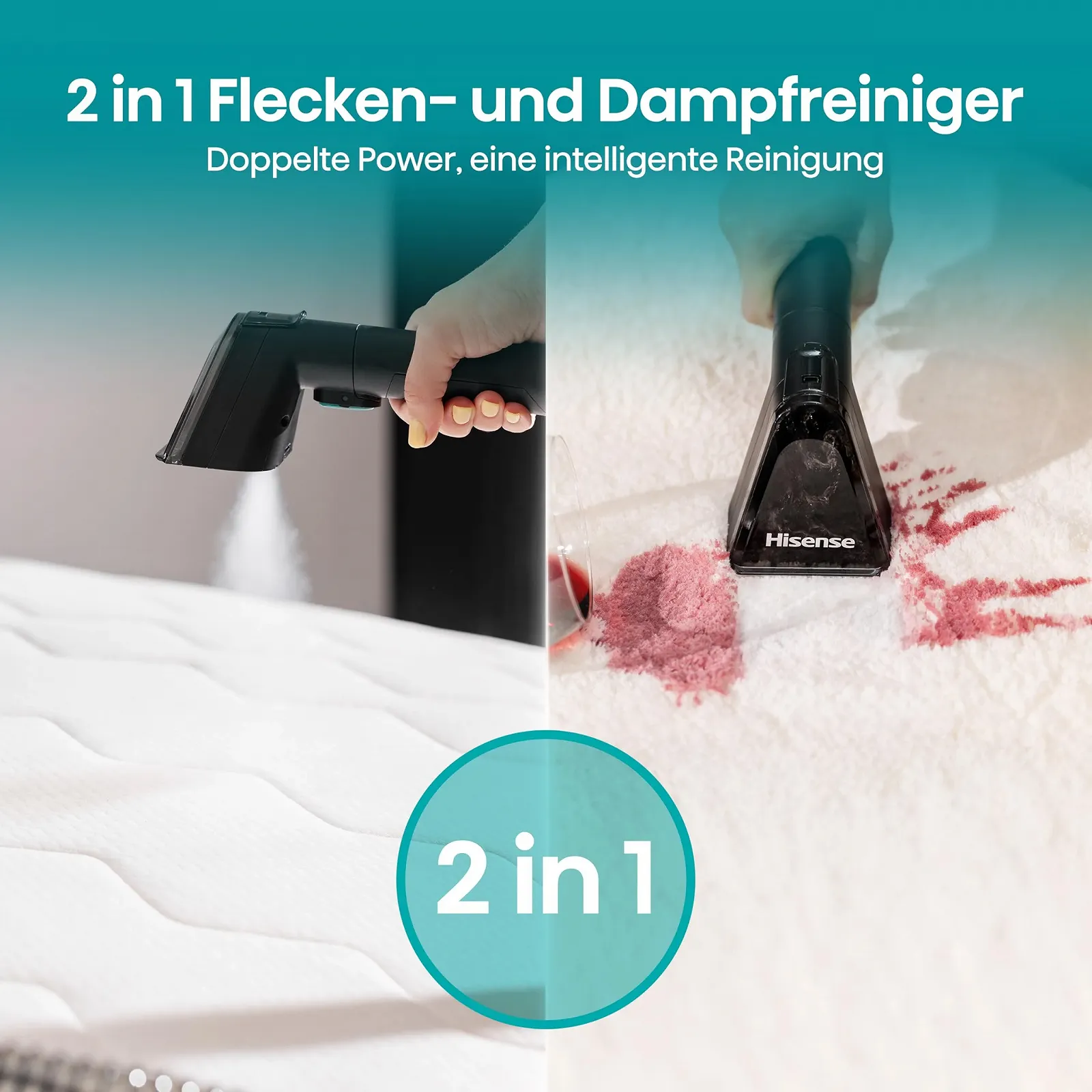 Пароочисник Hisense HSSC007A 1500 W 1.8 L 2-в-1 4 режими, фото №4