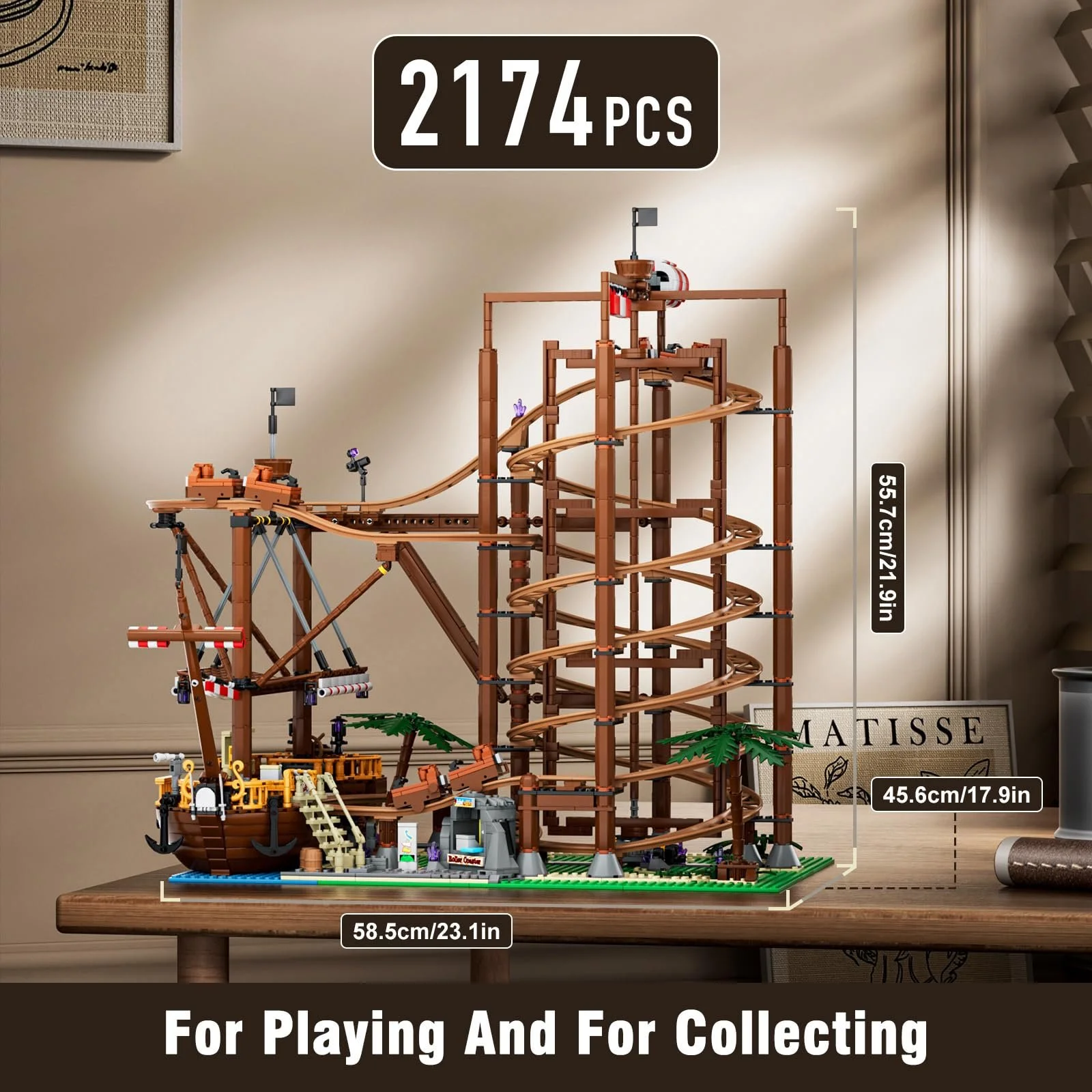 Конструктор Mould King Technic Американские горки с петлей MOC Парк аттракционов Американские горки Пиратский корабль 2174 шт., фото №2