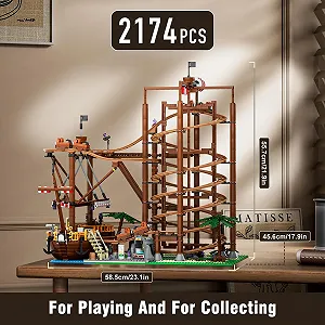 Конструктор Mould King Technic Американские горки с петлей MOC Парк аттракционов Американские горки Пиратский корабль 2174 шт. synthetic.ua - Фото 1