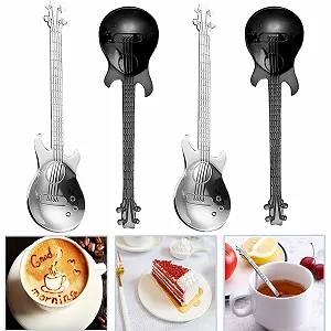 Ложка Музыкальная Гитарa Цветная, набор 4 шт, нержавеющая сталь - Фото 1