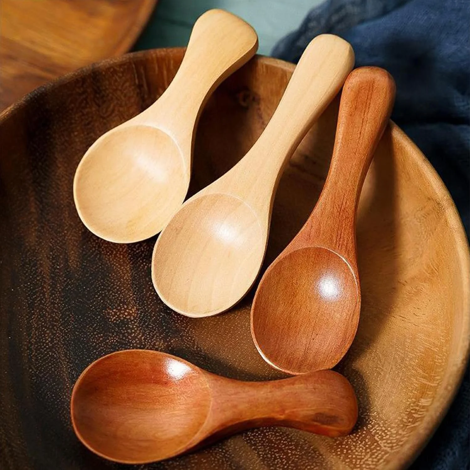 Ложка Дерев'яна ZFKXGS для Меду Набір з 8 штук 9.5 x 3.3 см Бежевий/Темно-коричневий, фото №7