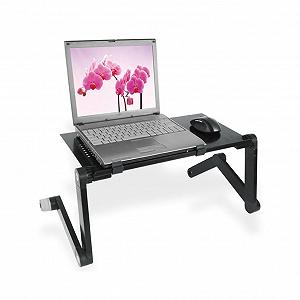 Подставка для ноутбука алюминиевая регулируемая с вентиляционными отверстиями и эргономичным дизайном портативная держатель для ноутбука/планшета с подставкой для мыши для дома и офиса черная synthetic.ua - Фото 1