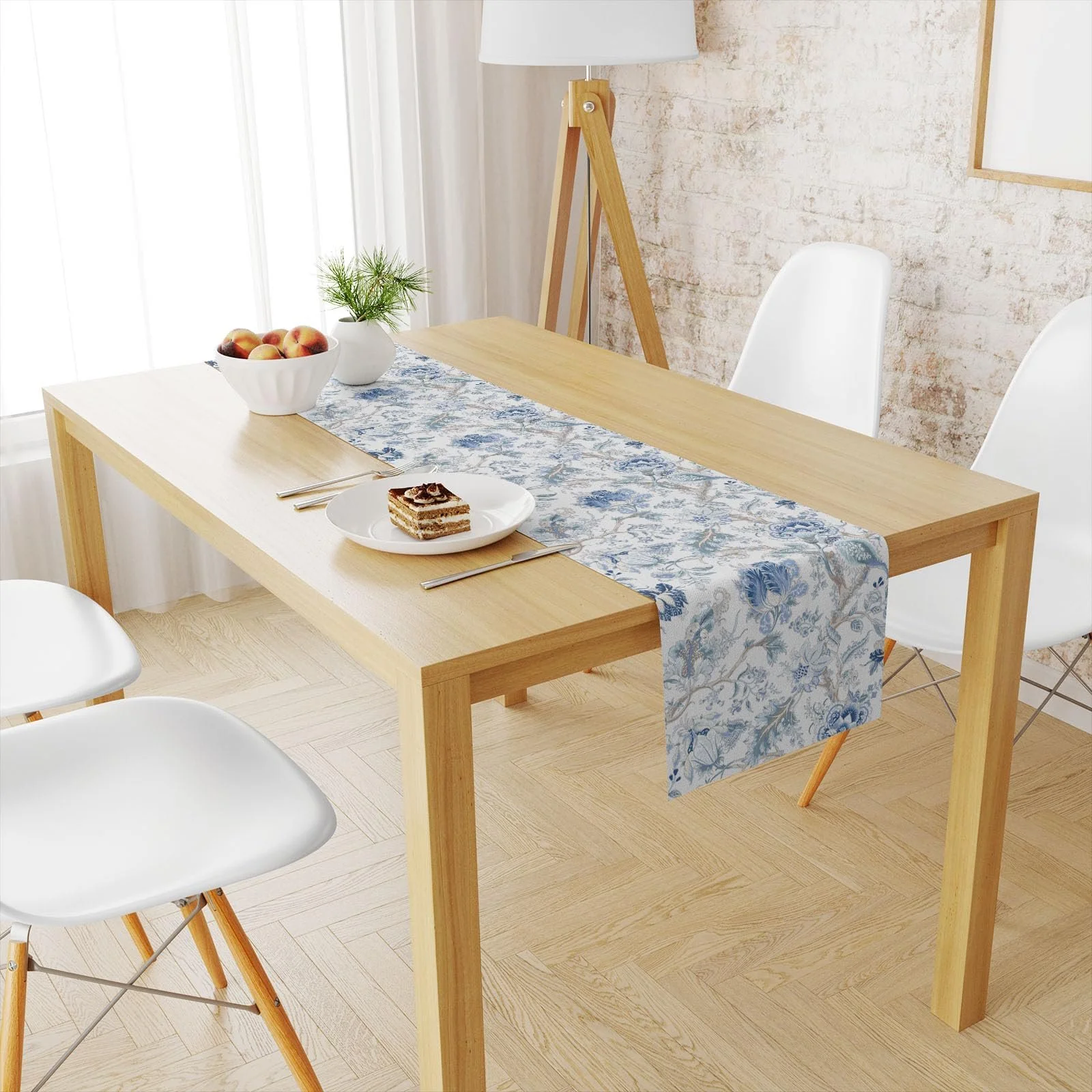 Ранер Chinoiserie Blue & White Bird Floral 33 x 120 см Білий/Синій, фото №3