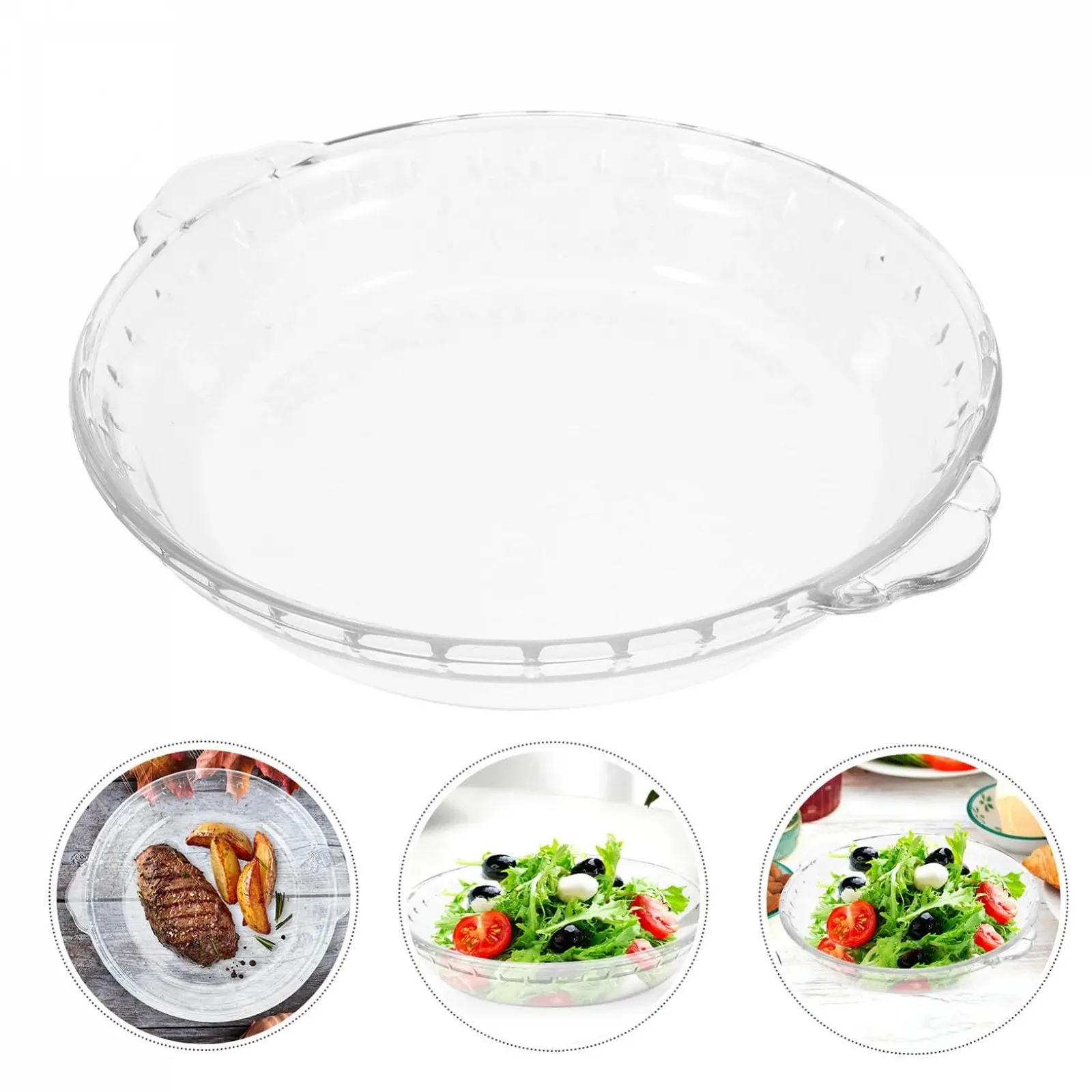 Форма для пирога жаростойкая стеклянная прозрачная для микроволновой печи для выпечки и подачи прозачная, фото №9